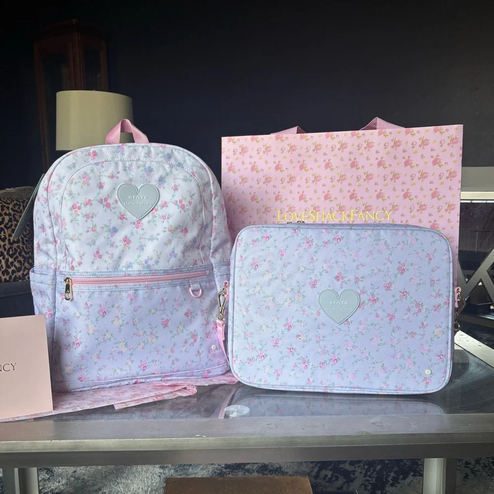 LoveShackFancy State Kane Backpack & Laptop case / carrier set - Picture 2 of 12